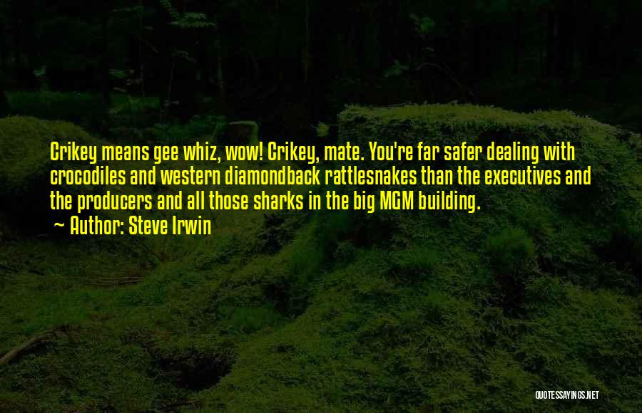 Steve Irwin Quotes: Crikey Means Gee Whiz, Wow! Crikey, Mate. You're Far Safer Dealing With Crocodiles And Western Diamondback Rattlesnakes Than The Executives