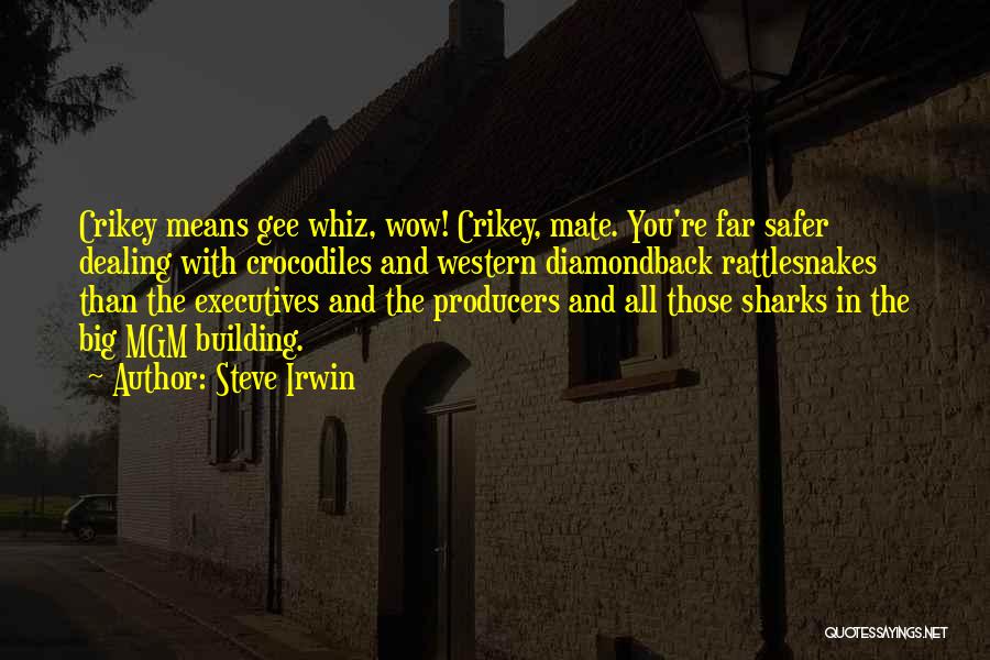 Steve Irwin Quotes: Crikey Means Gee Whiz, Wow! Crikey, Mate. You're Far Safer Dealing With Crocodiles And Western Diamondback Rattlesnakes Than The Executives