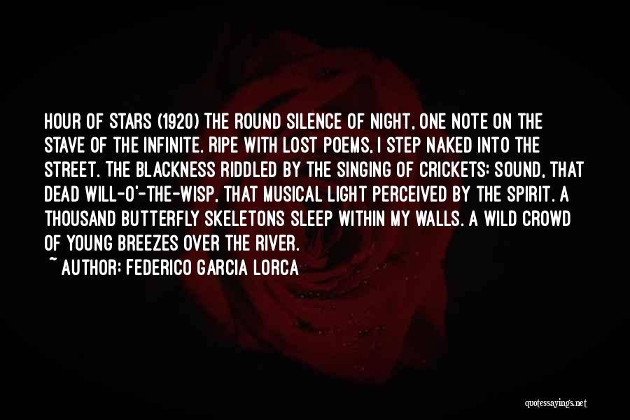 Federico Garcia Lorca Quotes: Hour Of Stars (1920) The Round Silence Of Night, One Note On The Stave Of The Infinite. Ripe With Lost