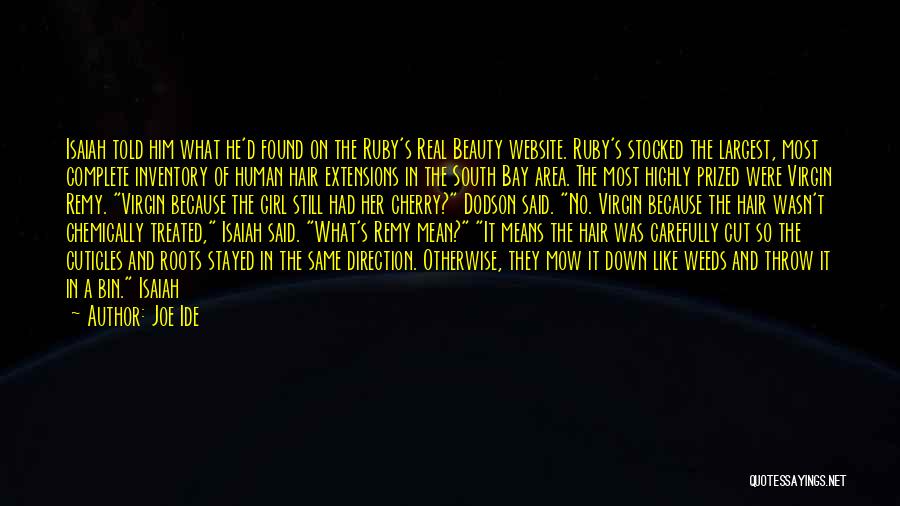 Joe Ide Quotes: Isaiah Told Him What He'd Found On The Ruby's Real Beauty Website. Ruby's Stocked The Largest, Most Complete Inventory Of