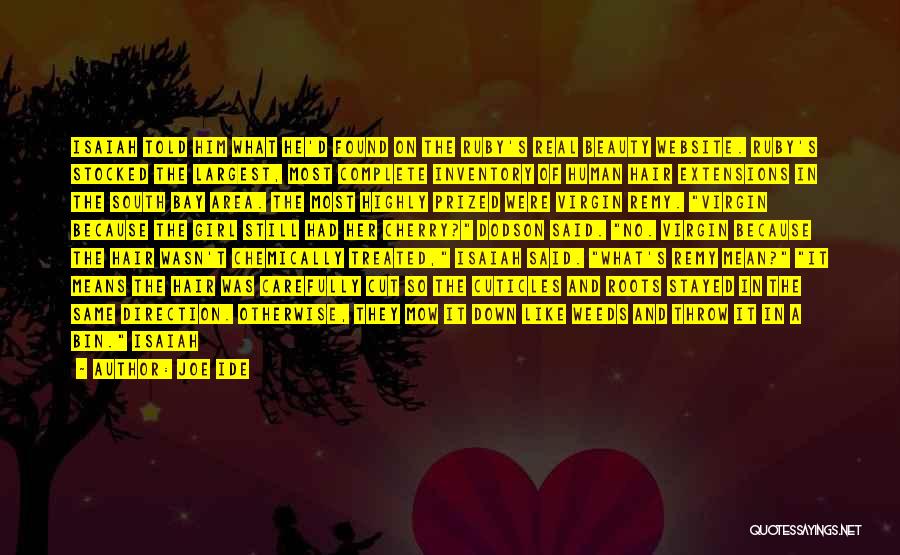 Joe Ide Quotes: Isaiah Told Him What He'd Found On The Ruby's Real Beauty Website. Ruby's Stocked The Largest, Most Complete Inventory Of