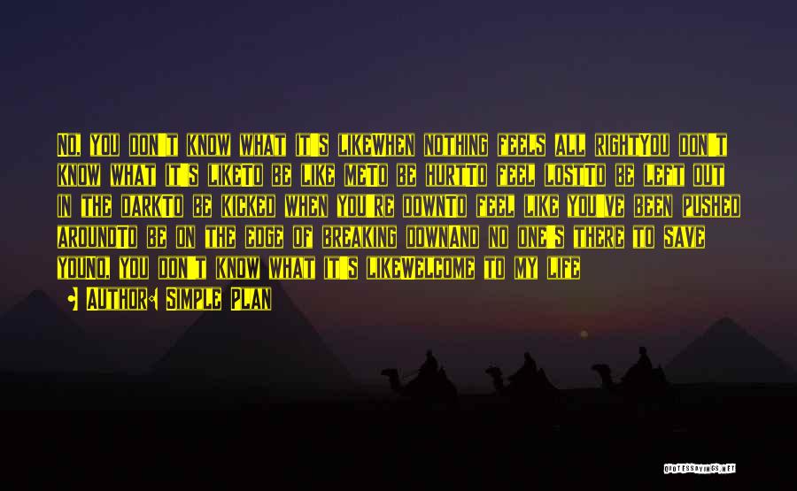 Simple Plan Quotes: No, You Don't Know What It's Likewhen Nothing Feels All Rightyou Don't Know What It's Liketo Be Like Meto Be