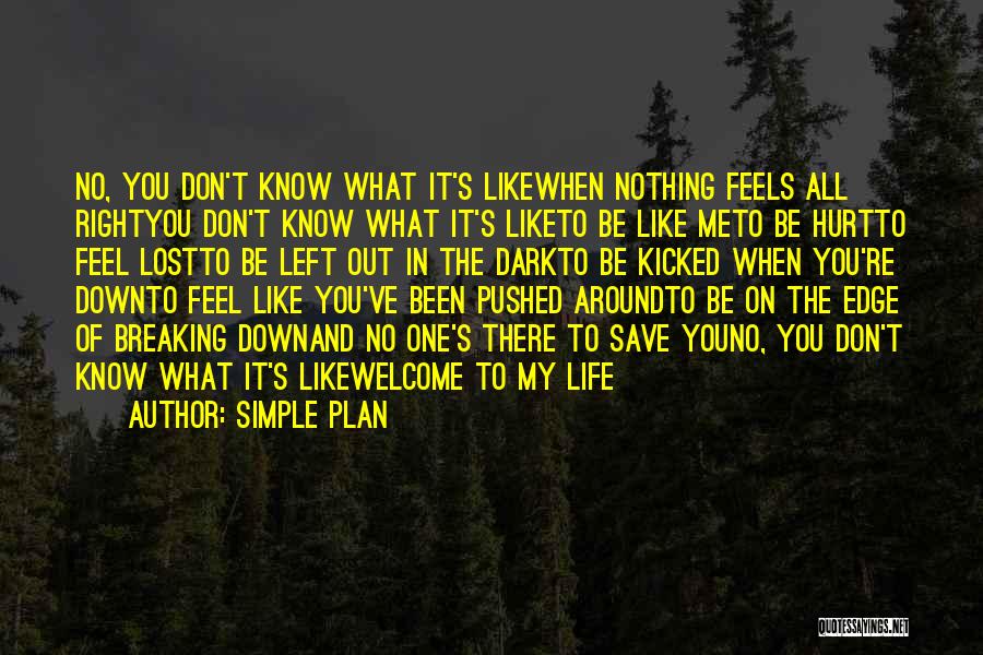 Simple Plan Quotes: No, You Don't Know What It's Likewhen Nothing Feels All Rightyou Don't Know What It's Liketo Be Like Meto Be
