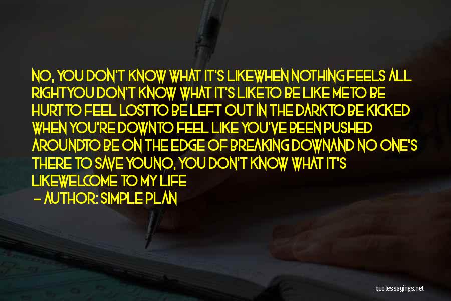 Simple Plan Quotes: No, You Don't Know What It's Likewhen Nothing Feels All Rightyou Don't Know What It's Liketo Be Like Meto Be