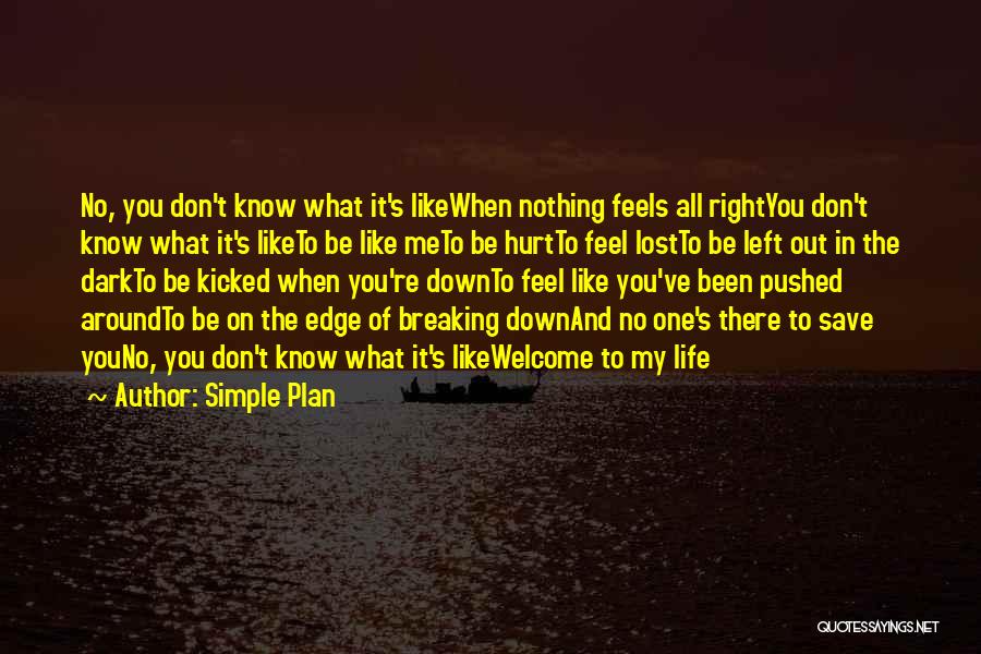 Simple Plan Quotes: No, You Don't Know What It's Likewhen Nothing Feels All Rightyou Don't Know What It's Liketo Be Like Meto Be