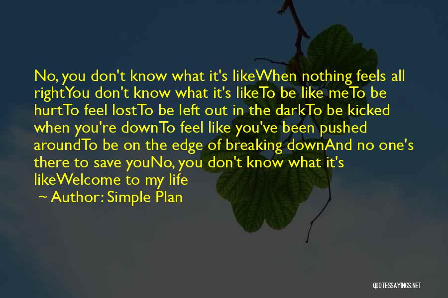 Simple Plan Quotes: No, You Don't Know What It's Likewhen Nothing Feels All Rightyou Don't Know What It's Liketo Be Like Meto Be