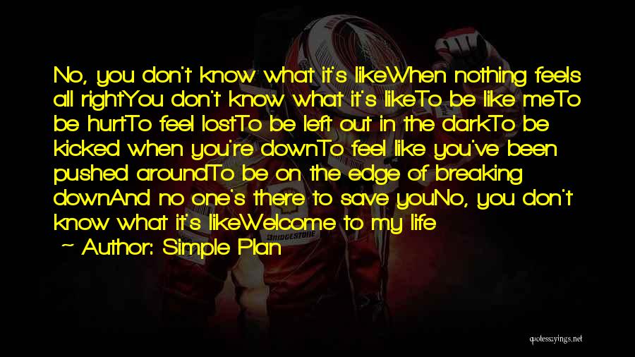 Simple Plan Quotes: No, You Don't Know What It's Likewhen Nothing Feels All Rightyou Don't Know What It's Liketo Be Like Meto Be