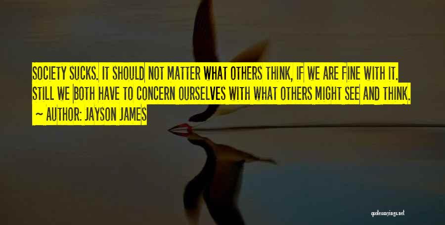 Jayson James Quotes: Society Sucks. It Should Not Matter What Others Think, If We Are Fine With It. Still We Both Have To