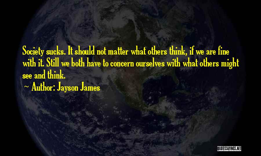 Jayson James Quotes: Society Sucks. It Should Not Matter What Others Think, If We Are Fine With It. Still We Both Have To