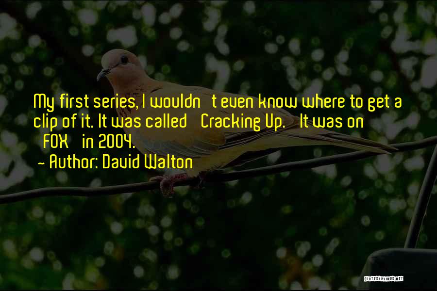 David Walton Quotes: My First Series, I Wouldn't Even Know Where To Get A Clip Of It. It Was Called 'cracking Up.' It