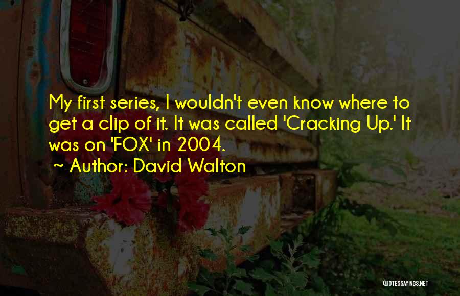 David Walton Quotes: My First Series, I Wouldn't Even Know Where To Get A Clip Of It. It Was Called 'cracking Up.' It