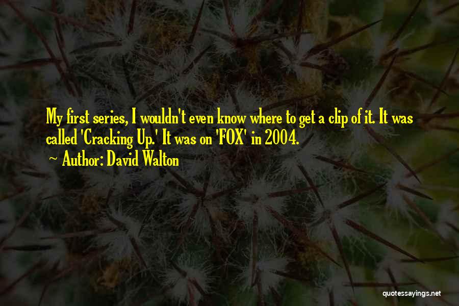 David Walton Quotes: My First Series, I Wouldn't Even Know Where To Get A Clip Of It. It Was Called 'cracking Up.' It