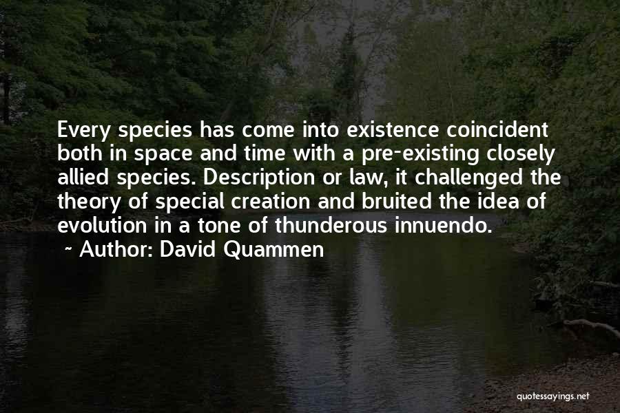 David Quammen Quotes: Every Species Has Come Into Existence Coincident Both In Space And Time With A Pre-existing Closely Allied Species. Description Or