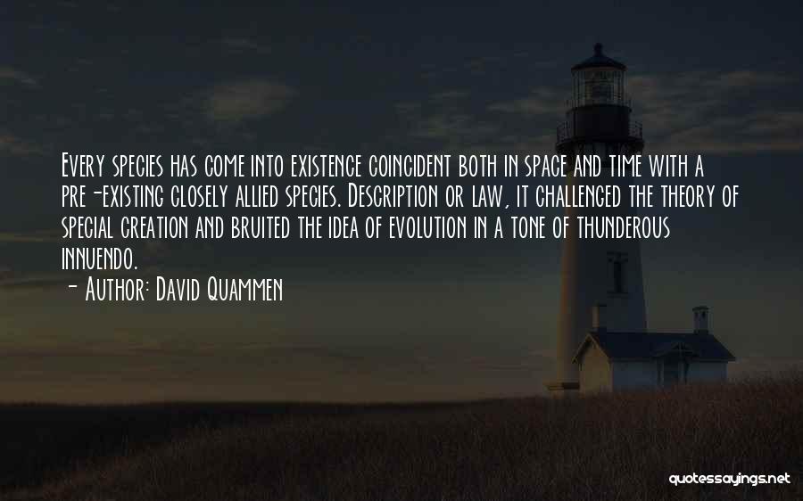 David Quammen Quotes: Every Species Has Come Into Existence Coincident Both In Space And Time With A Pre-existing Closely Allied Species. Description Or