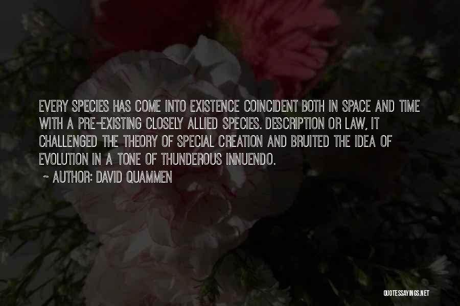 David Quammen Quotes: Every Species Has Come Into Existence Coincident Both In Space And Time With A Pre-existing Closely Allied Species. Description Or