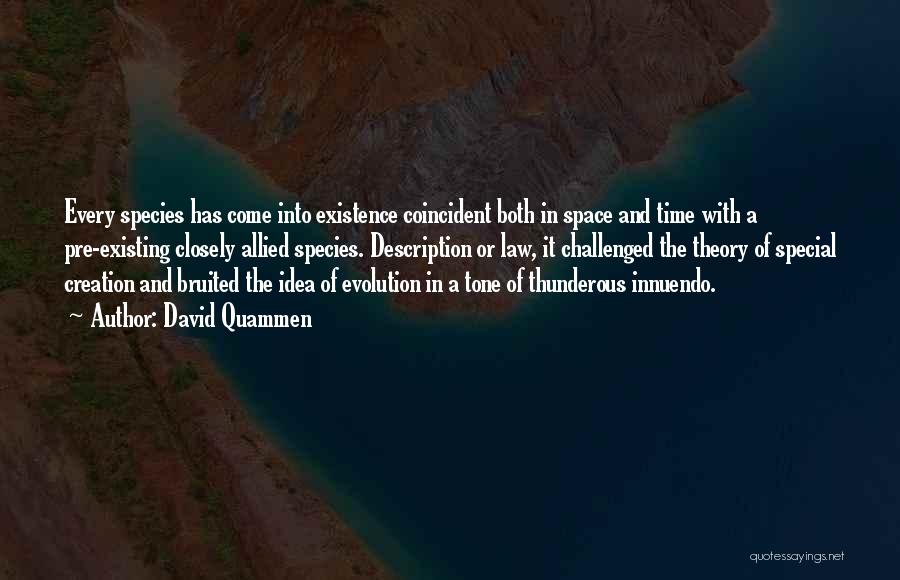 David Quammen Quotes: Every Species Has Come Into Existence Coincident Both In Space And Time With A Pre-existing Closely Allied Species. Description Or