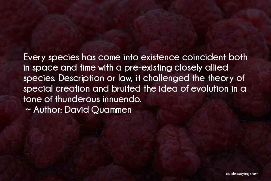 David Quammen Quotes: Every Species Has Come Into Existence Coincident Both In Space And Time With A Pre-existing Closely Allied Species. Description Or