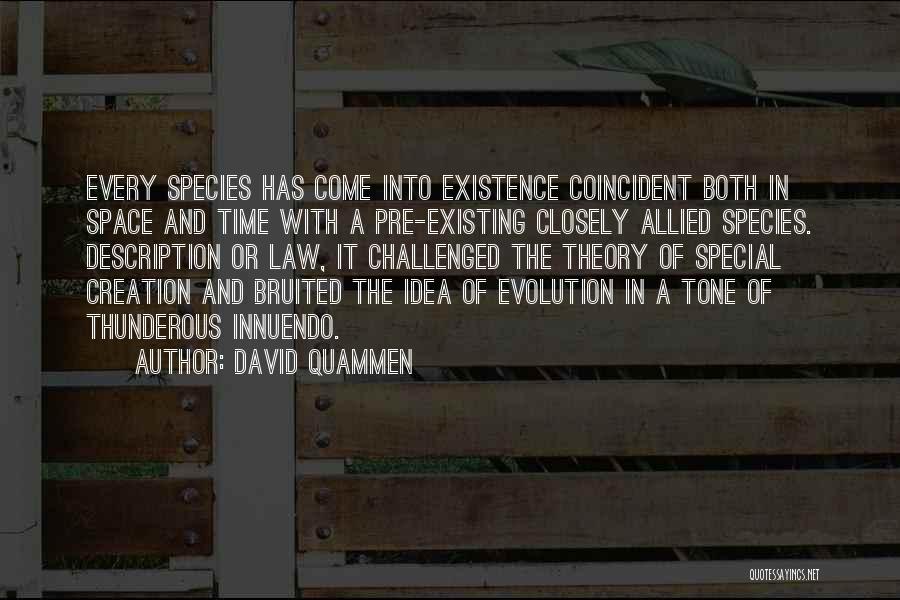 David Quammen Quotes: Every Species Has Come Into Existence Coincident Both In Space And Time With A Pre-existing Closely Allied Species. Description Or