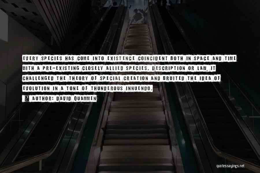 David Quammen Quotes: Every Species Has Come Into Existence Coincident Both In Space And Time With A Pre-existing Closely Allied Species. Description Or