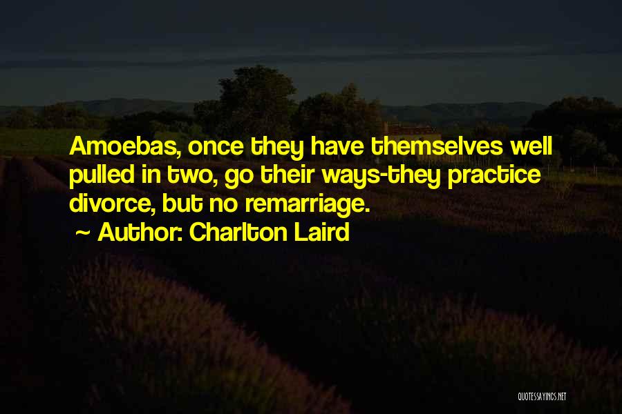 Charlton Laird Quotes: Amoebas, Once They Have Themselves Well Pulled In Two, Go Their Ways-they Practice Divorce, But No Remarriage.