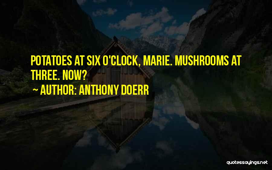 Anthony Doerr Quotes: Potatoes At Six O'clock, Marie. Mushrooms At Three. Now?