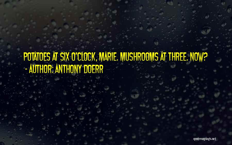 Anthony Doerr Quotes: Potatoes At Six O'clock, Marie. Mushrooms At Three. Now?