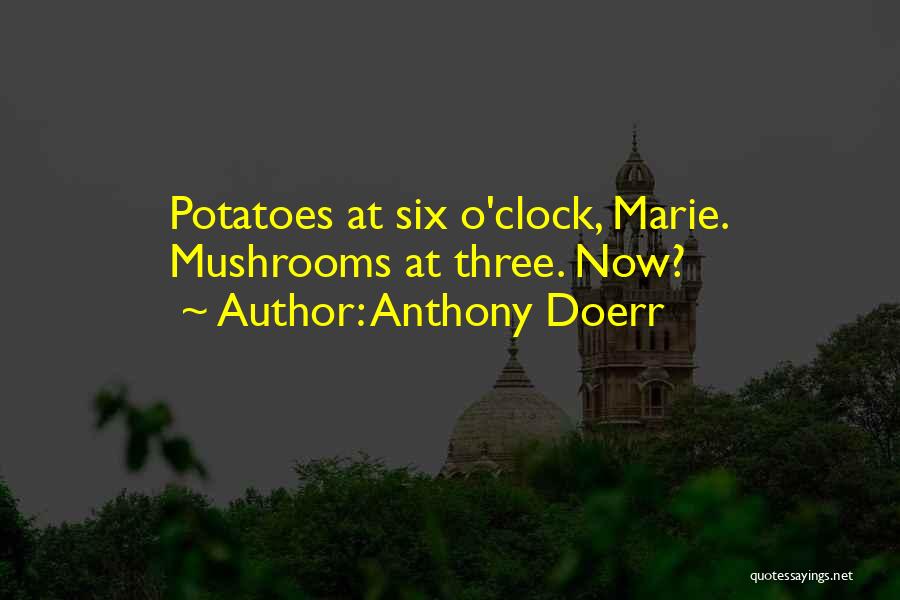 Anthony Doerr Quotes: Potatoes At Six O'clock, Marie. Mushrooms At Three. Now?