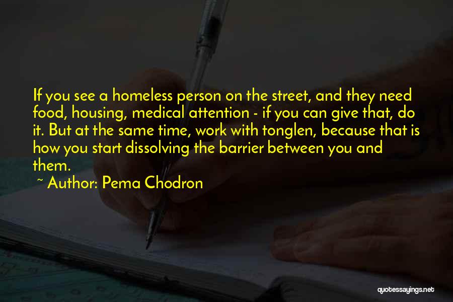 Pema Chodron Quotes: If You See A Homeless Person On The Street, And They Need Food, Housing, Medical Attention - If You Can