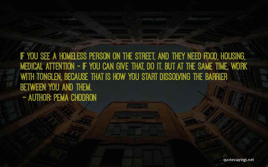 Pema Chodron Quotes: If You See A Homeless Person On The Street, And They Need Food, Housing, Medical Attention - If You Can