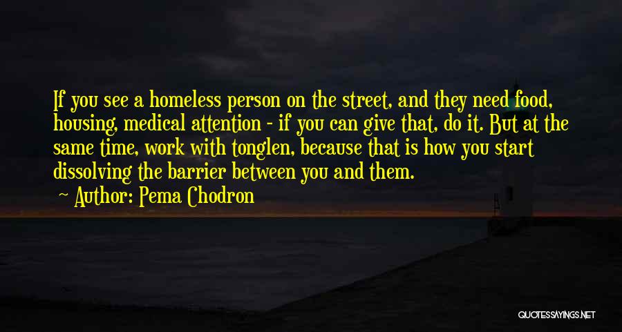 Pema Chodron Quotes: If You See A Homeless Person On The Street, And They Need Food, Housing, Medical Attention - If You Can