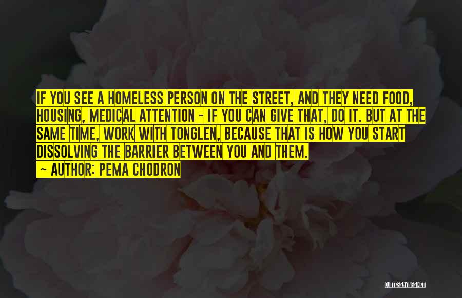 Pema Chodron Quotes: If You See A Homeless Person On The Street, And They Need Food, Housing, Medical Attention - If You Can