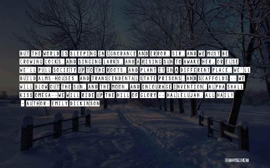 Emily Dickinson Quotes: But The World Is Sleeping In Ignorance And Error, Sir, And We Must Be Crowing Cocks, And Singing Larks, And