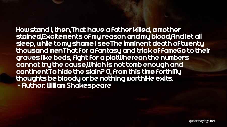 William Shakespeare Quotes: How Stand I, Then,that Have A Father Killed, A Mother Stained,excitements Of My Reason And My Blood,and Let All Sleep,