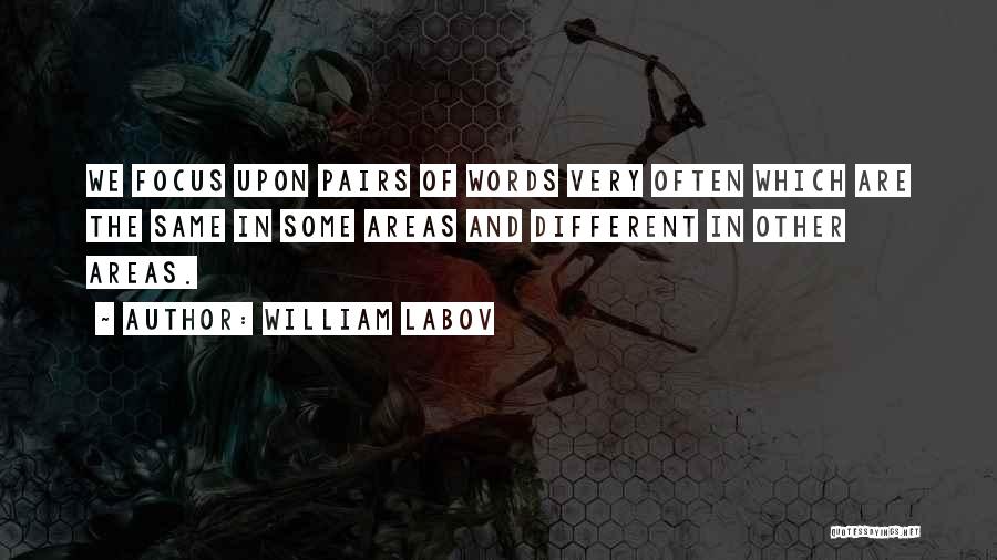 William Labov Quotes: We Focus Upon Pairs Of Words Very Often Which Are The Same In Some Areas And Different In Other Areas.