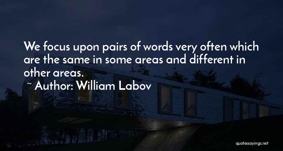 William Labov Quotes: We Focus Upon Pairs Of Words Very Often Which Are The Same In Some Areas And Different In Other Areas.