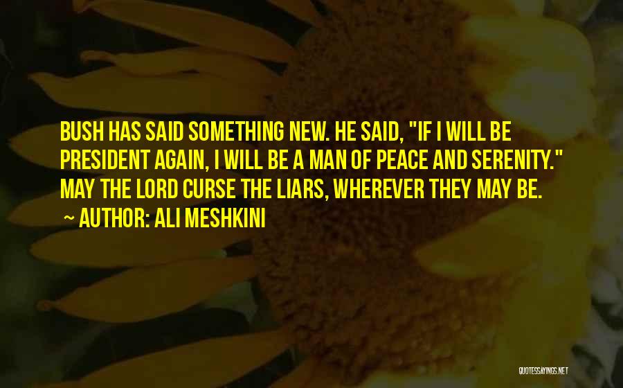 Ali Meshkini Quotes: Bush Has Said Something New. He Said, If I Will Be President Again, I Will Be A Man Of Peace