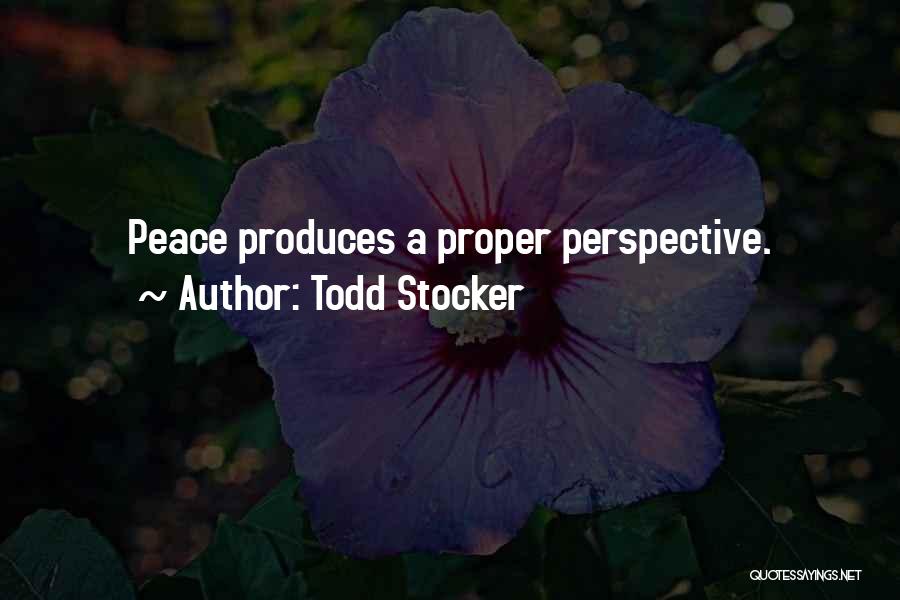 Todd Stocker Quotes: Peace Produces A Proper Perspective.
