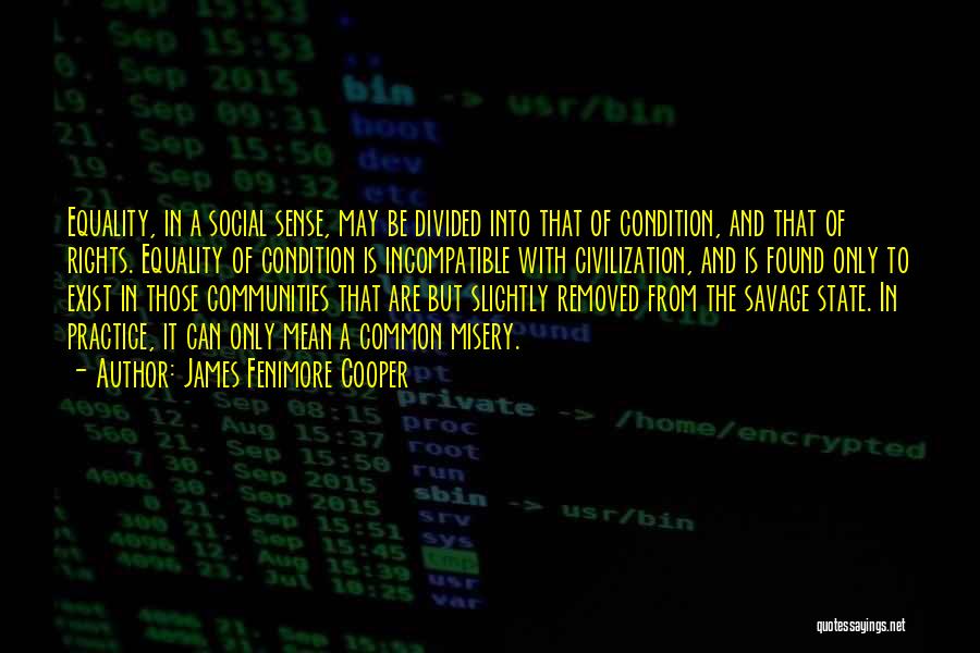 James Fenimore Cooper Quotes: Equality, In A Social Sense, May Be Divided Into That Of Condition, And That Of Rights. Equality Of Condition Is