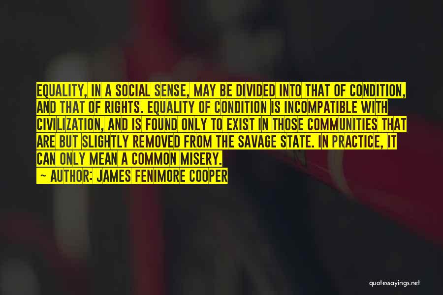 James Fenimore Cooper Quotes: Equality, In A Social Sense, May Be Divided Into That Of Condition, And That Of Rights. Equality Of Condition Is