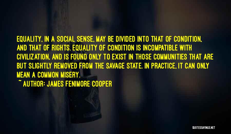 James Fenimore Cooper Quotes: Equality, In A Social Sense, May Be Divided Into That Of Condition, And That Of Rights. Equality Of Condition Is