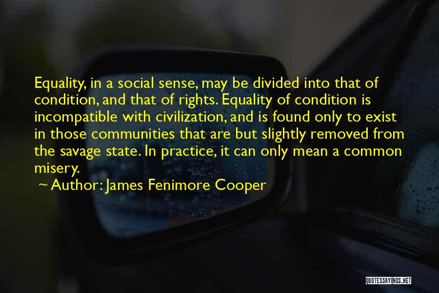 James Fenimore Cooper Quotes: Equality, In A Social Sense, May Be Divided Into That Of Condition, And That Of Rights. Equality Of Condition Is