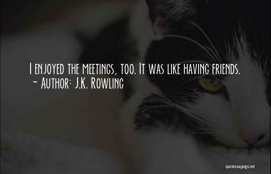 J.K. Rowling Quotes: I Enjoyed The Meetings, Too. It Was Like Having Friends.