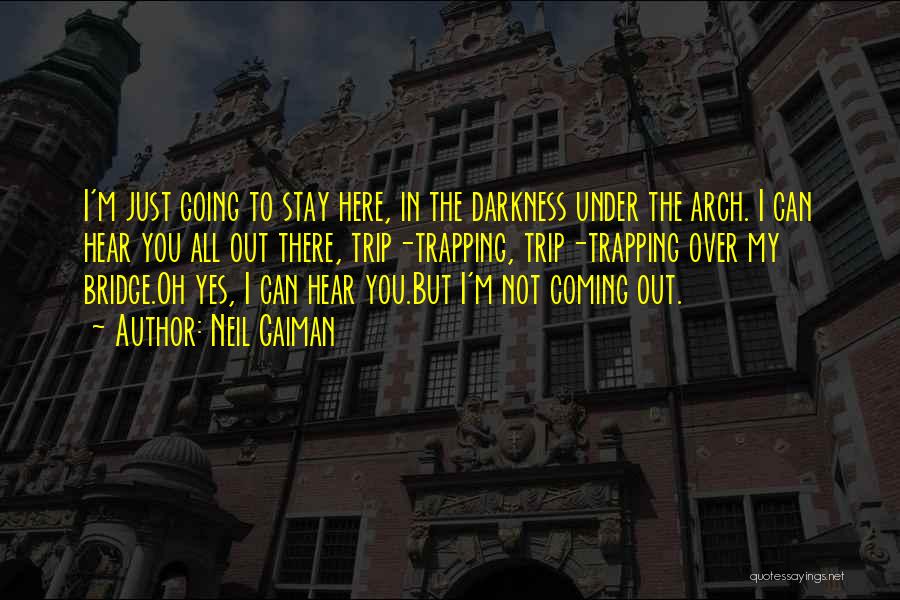 Neil Gaiman Quotes: I'm Just Going To Stay Here, In The Darkness Under The Arch. I Can Hear You All Out There, Trip-trapping,