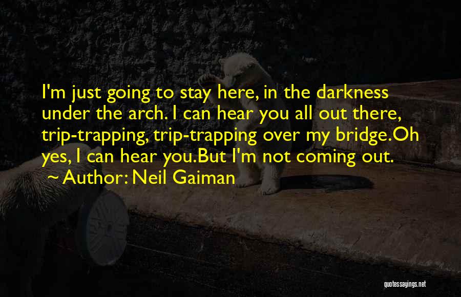 Neil Gaiman Quotes: I'm Just Going To Stay Here, In The Darkness Under The Arch. I Can Hear You All Out There, Trip-trapping,