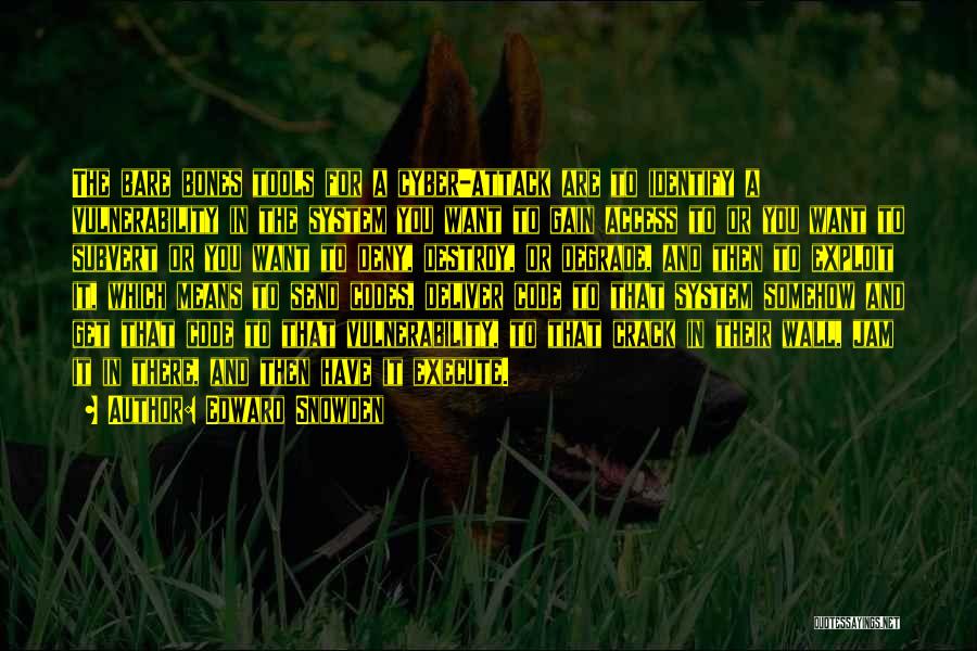 Edward Snowden Quotes: The Bare Bones Tools For A Cyber-attack Are To Identify A Vulnerability In The System You Want To Gain Access