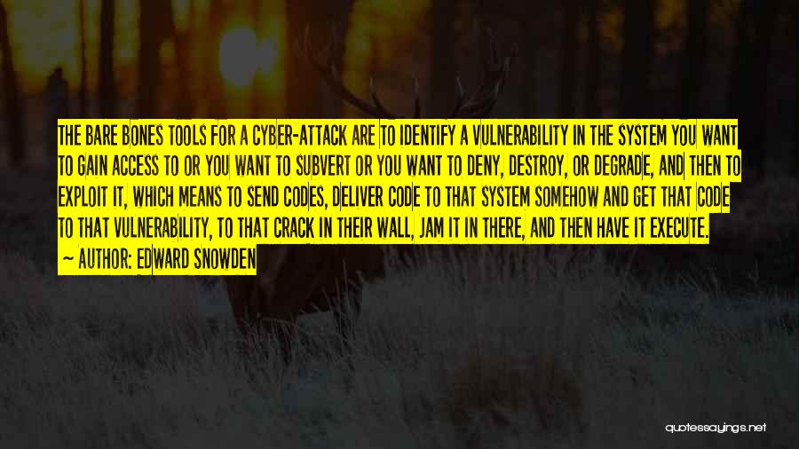 Edward Snowden Quotes: The Bare Bones Tools For A Cyber-attack Are To Identify A Vulnerability In The System You Want To Gain Access