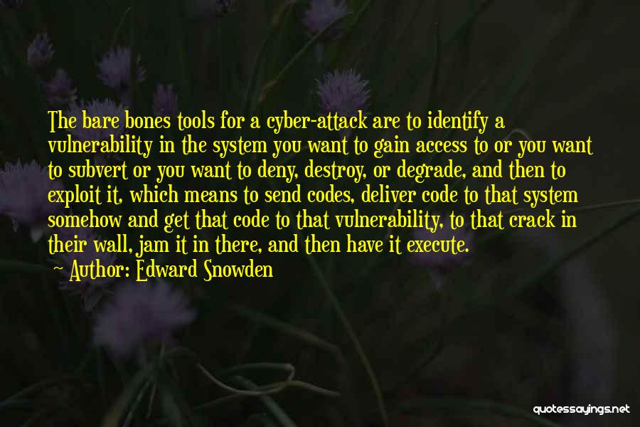 Edward Snowden Quotes: The Bare Bones Tools For A Cyber-attack Are To Identify A Vulnerability In The System You Want To Gain Access