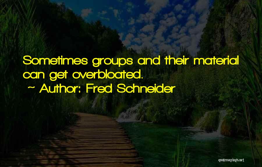 Fred Schneider Quotes: Sometimes Groups And Their Material Can Get Overbloated.