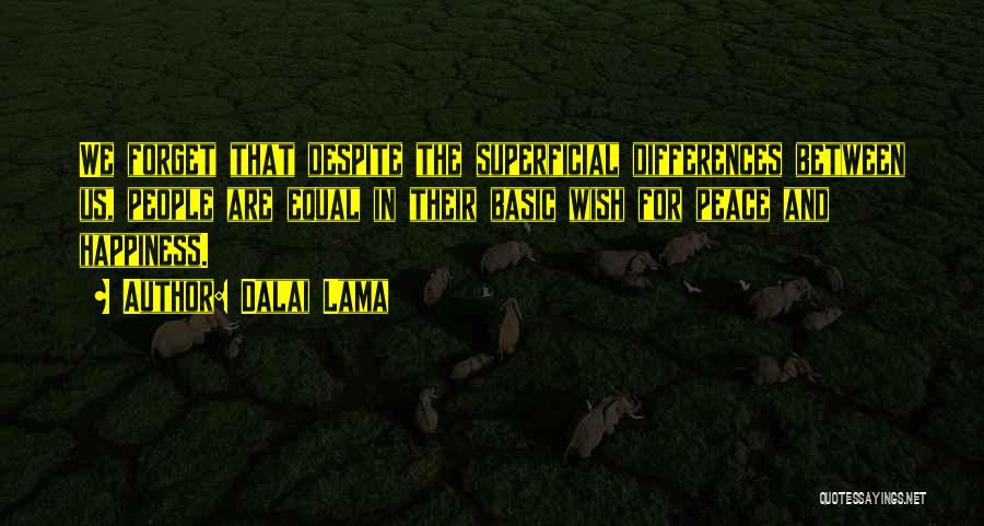 Dalai Lama Quotes: We Forget That Despite The Superficial Differences Between Us, People Are Equal In Their Basic Wish For Peace And Happiness.