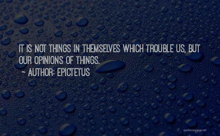 Epictetus Quotes: It Is Not Things In Themselves Which Trouble Us, But Our Opinions Of Things.